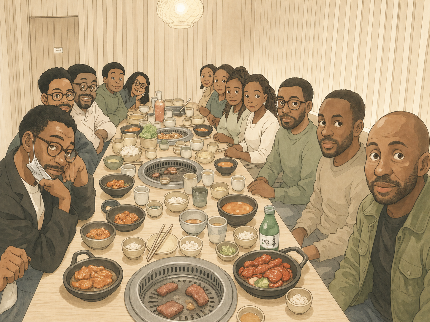 Membres du collectif Mongulu réunis autour d'une table de travail